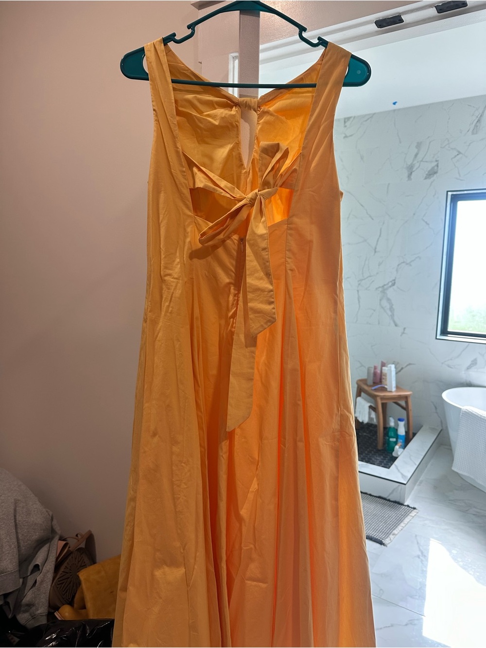 Orange A-Line Midi Dress - Picture 2 of 3